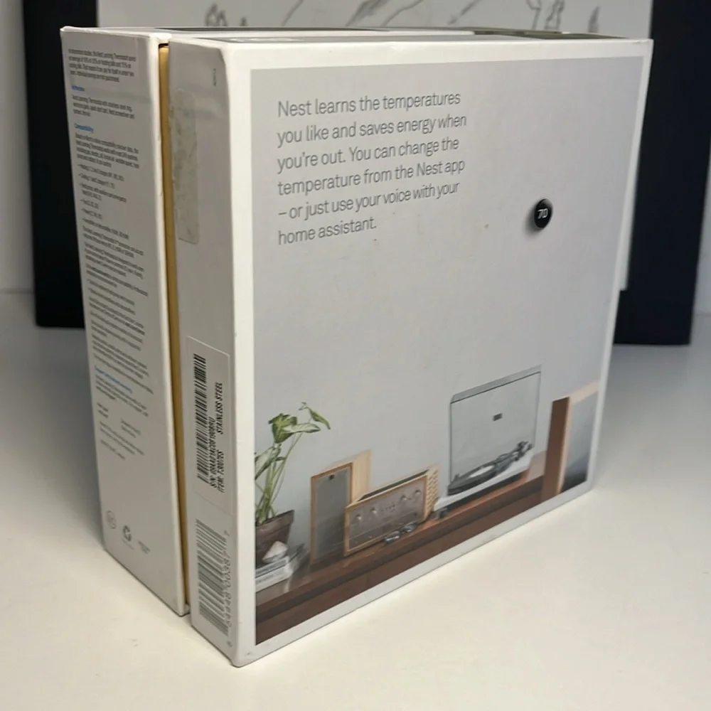Google Nest Learning Smart Thermostat with WiFi Compatibility - Stainless Steel